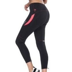 Santic Parni Women's M Black Pink Padded Cycling Pants Reflective Bike Bicycle